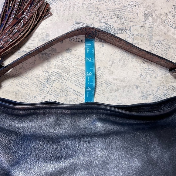 BRAHMIN Brown Black Croc Embossed Leather Shoulder Bag 90s - Picture 12 of 12